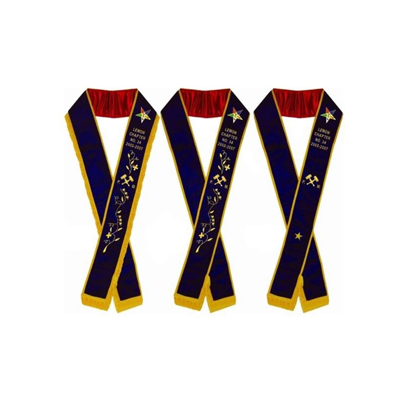 Past Matron OES Sashes Set On Velvet Embroidered