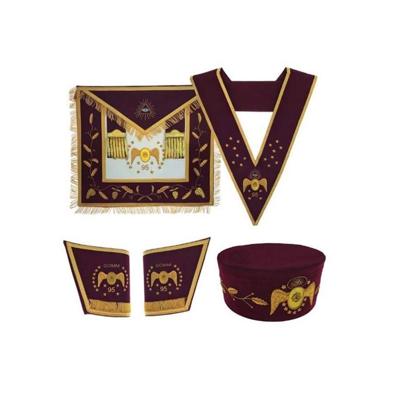 Masonic Scottish Rite 95th Degree Apron Collar Cap Gauntlets Set