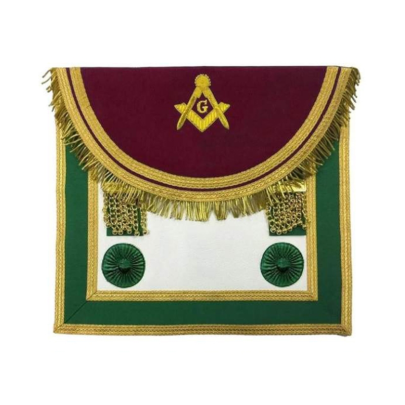 Master Mason Handmade Embroidery Apron Maroon And Green