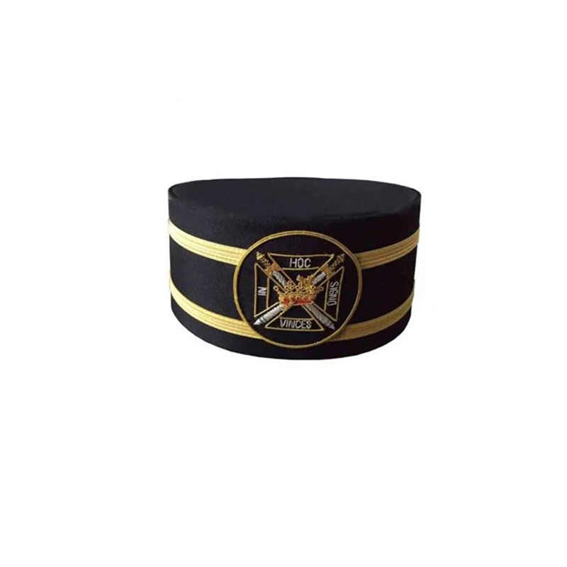 Masonic Knights Templar Black Cap With Gold Braid