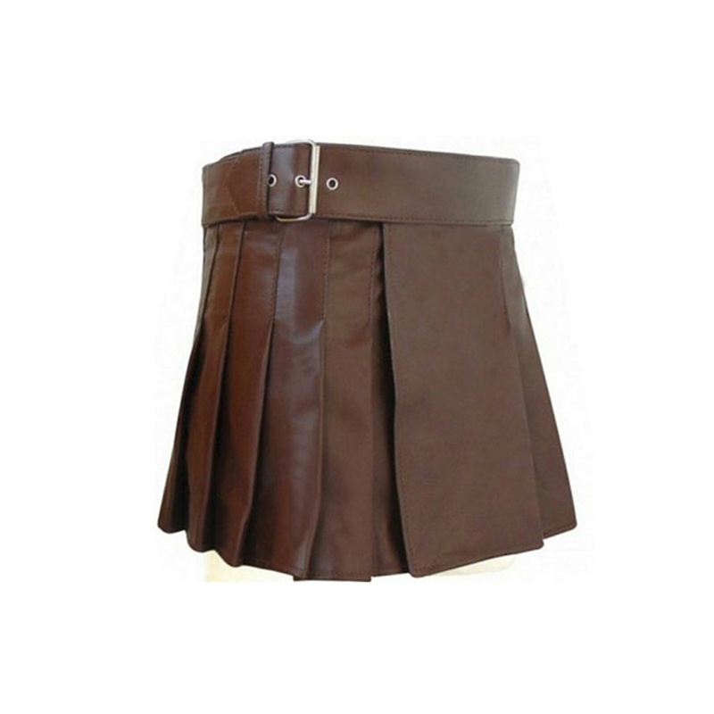 Brown Mini Leather Kilt