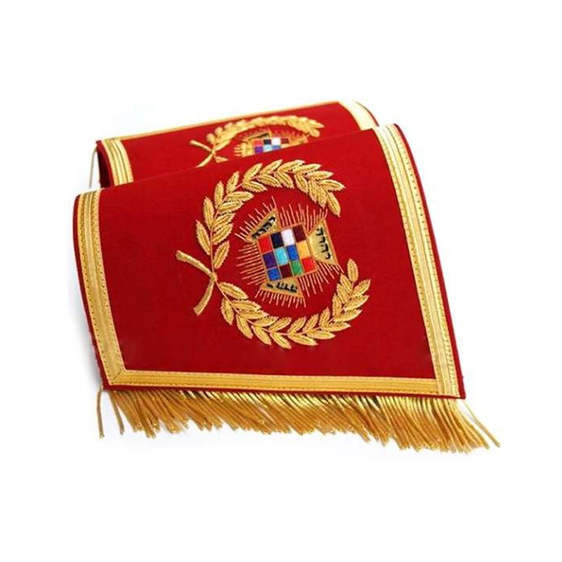 Masonic Gauntlets Cuffs Past Grand High Priest PGHP Embroidered With Fringe