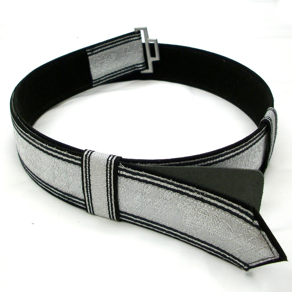 SS Officer Brocade Belt Silver On Black