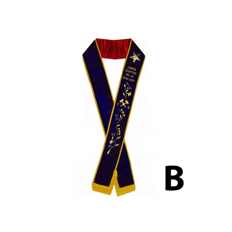 Past Matron OES Sash B On Velvet Hand Embroidered