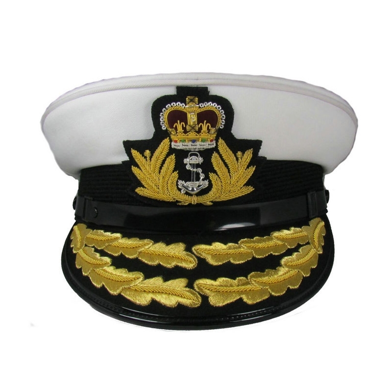 Royal Navy Admirals Cap Flag Officer Rn Badge Gold Peak Military Hat