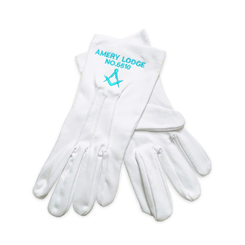 Masonic Gloves With Personalized With Lodge Name & Number