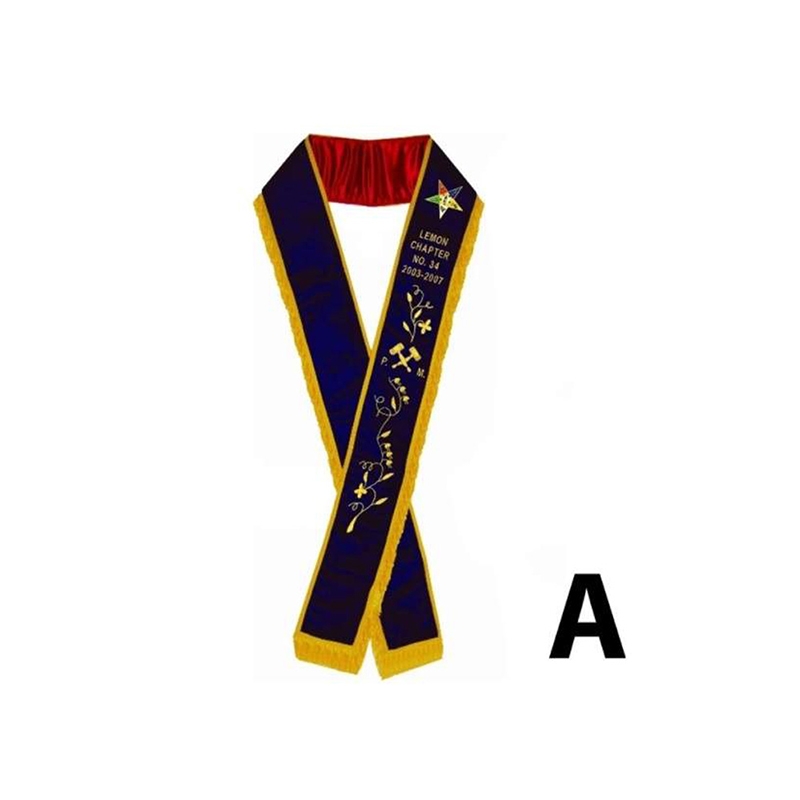 Past Matron OES Sash A On Velvet Hand Embroidered