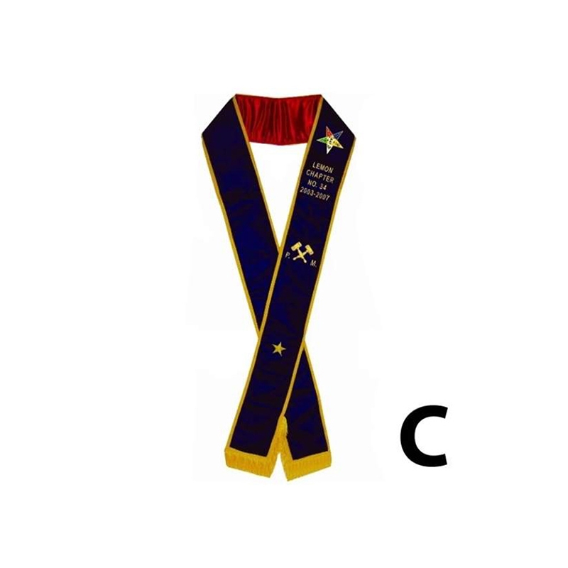 Past Matron OES Sash C On Velvet Hand Embroidered