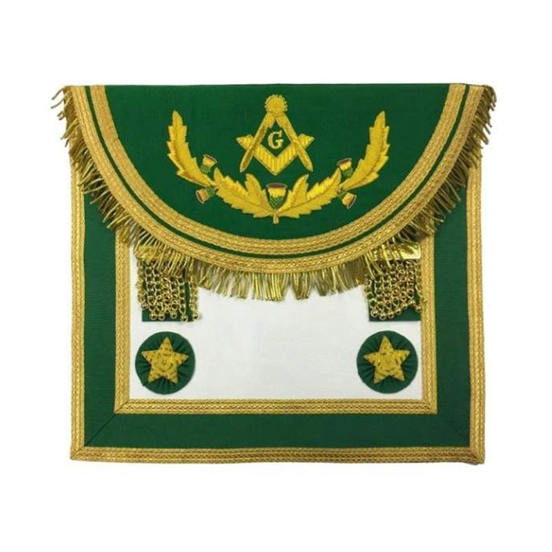 Scottish Rite Master Mason Handmade Apron Green With Vine Work