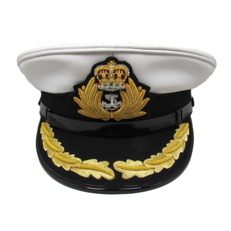 Royal Navy Officer Cap Captain RN Badge 1 Row Gold Peak