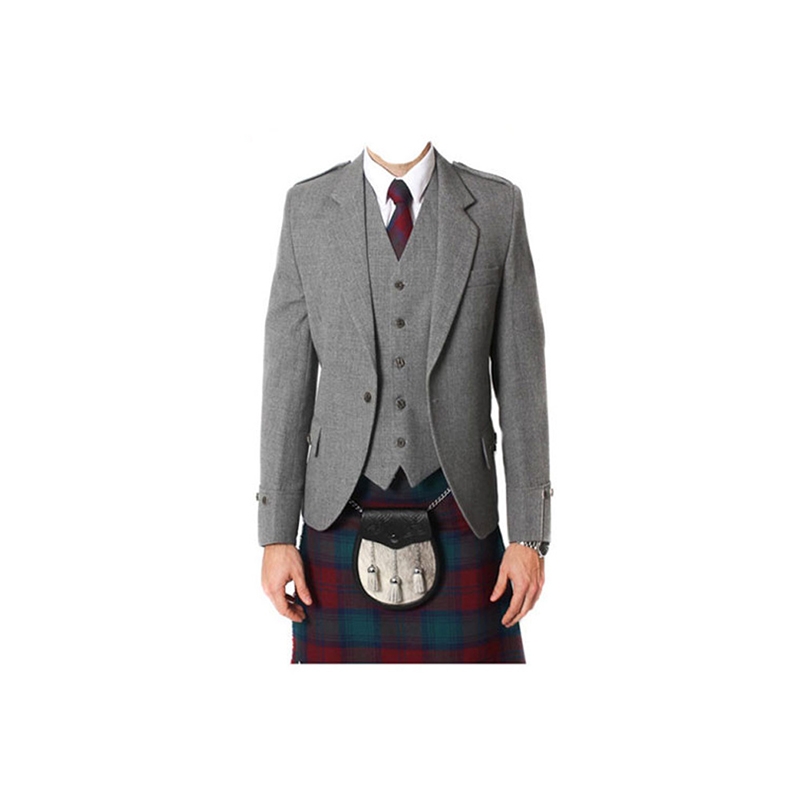 Tweed Argyle Jacket And 5 Button Vest Light Grey Tweed